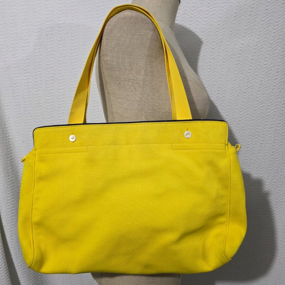 Lacoste Yellow Canvas Handbag Handle Satchel Logo - Picture 5 of 12